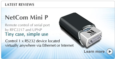 Mini size 1 port RS232 serial device server