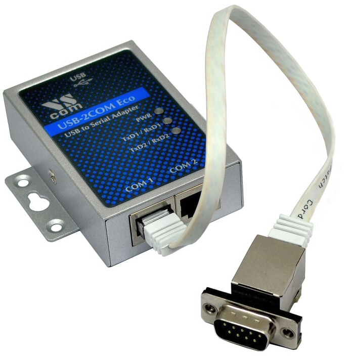 VScom USB-2COM ECO, a dual port USB-to-Serial RS232 adapter